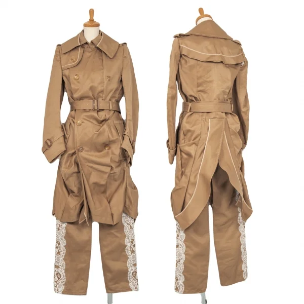 ジュンヤワタナベ コムデギャルソンJUNYA WATANABE COMME des GARCONSサイドレース刺繍コットンパンツ ベージュM K-104363_013