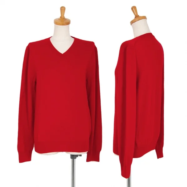 コムデギャルソンCOMME des GARCONS Vネックカシミヤセーター 赤S K-104373_001
