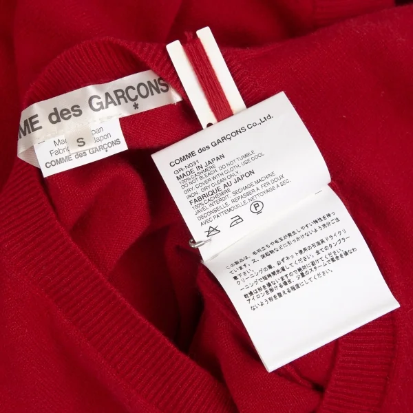 コムデギャルソンCOMME des GARCONS Vネックカシミヤセーター 赤S K-104373_011