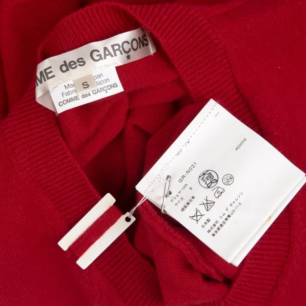 コムデギャルソンCOMME des GARCONS Vネックカシミヤセーター 赤S K-104373_012