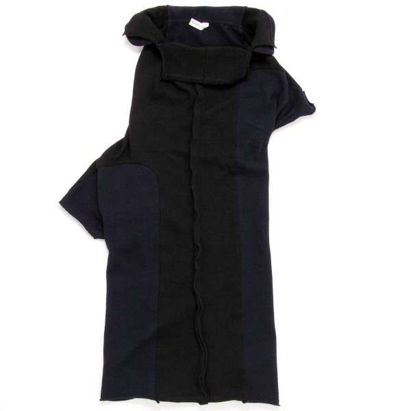【おすすめ】 コムデギャルソンCOMME des GARCONS変形切替ロングニット 黒×紺M ワンピース