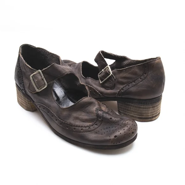 ジュンヤワタナベ コムデギャルソンJUNYA WATANABE COMME des GARCONS 染めストラップヒールシューズ チャコールL(24.5位) K-104391_001