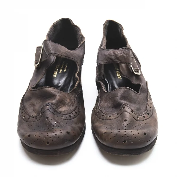 ジュンヤワタナベ コムデギャルソンJUNYA WATANABE COMME des GARCONS 染めストラップヒールシューズ チャコールL(24.5位) K-104391_002