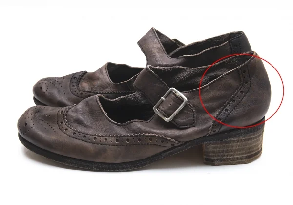 ジュンヤワタナベ コムデギャルソンJUNYA WATANABE COMME des GARCONS 染めストラップヒールシューズ チャコールL(24.5位) K-104391_003