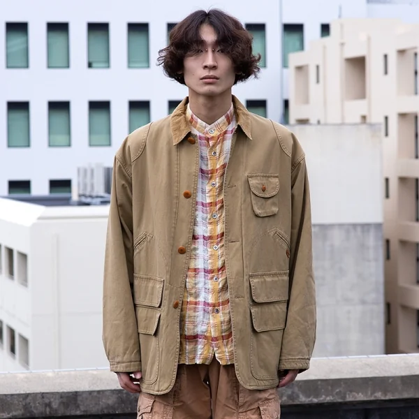 ポロカントリー ラルフローレンPOLO COUNTRY RALPH LAUREN 襟コーデュロイキャンバスハンティングジャケット ベージュM K-104398_019