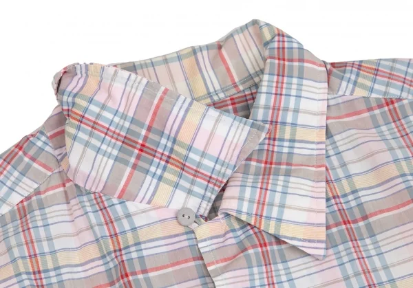 カールヘルムKarl Helmut フラップポケットオープンカラーチェックコットン半袖シャツ 白青他M位 K-104399_013