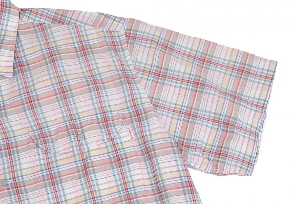 カールヘルムKarl Helmut フラップポケットオープンカラーチェックコットン半袖シャツ 白青他M位 K-104399_005