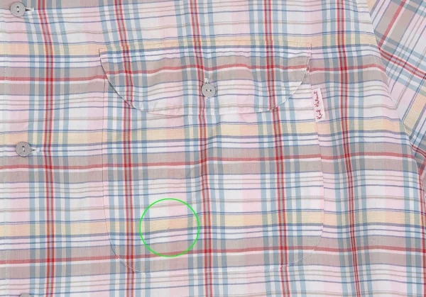 カールヘルムKarl Helmut フラップポケットオープンカラーチェックコットン半袖シャツ 白青他M位 K-104399_006