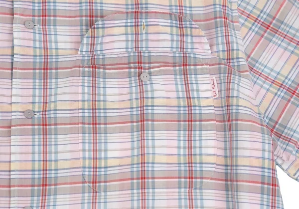 カールヘルムKarl Helmut フラップポケットオープンカラーチェックコットン半袖シャツ 白青他M位 K-104399_008
