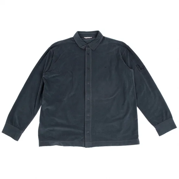 パパスPapas サイワンポイント刺繍フリースシャツ ブルーグレーL K-104401_001