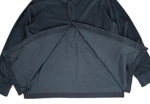 パパスPapas サイワンポイント刺繍フリースシャツ ブルーグレーL K-104401_011