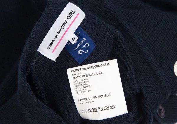 コムデギャルソン ガール×ロックエーベン オブ スコットランドCOMME des GARCONS GIRL×Lochaven Of cotland アクリルガールプリントカーディガン 紺S K-104410_013