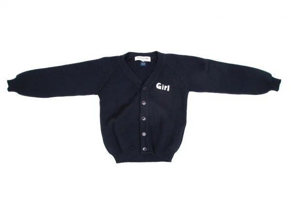 コムデギャルソン ガール×ロックエーベン オブ スコットランドCOMME des GARCONS GIRL×Lochaven Of cotland アクリルガールプリントカーディガン 紺S K-104410_002