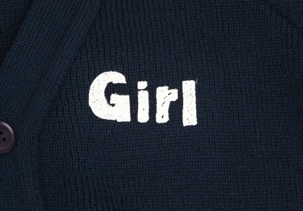 コムデギャルソン ガール×ロックエーベン オブ スコットランドCOMME des GARCONS GIRL×Lochaven Of cotland アクリルガールプリントカーディガン 紺S K-104410_008