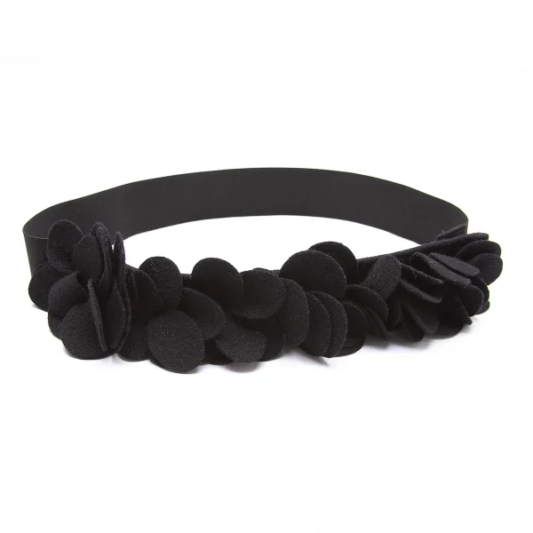 ミュベールMUVEIL フラワーコサージュゴムベルト 黒F K-104417_001