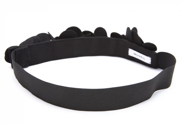 ミュベールMUVEIL フラワーコサージュゴムベルト 黒F K-104417_003