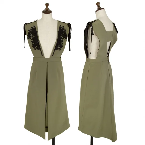 ロキトLOKITHO コード刺繍ストラップジャンパースカート オリーブ2 K-104421_001