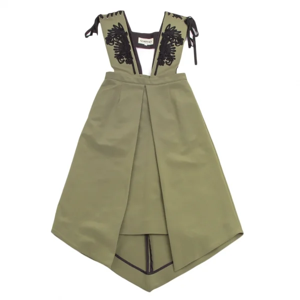 ロキトLOKITHO コード刺繍ストラップジャンパースカート オリーブ2 K-104421_002