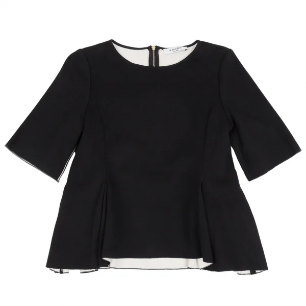アドーアADORE ボンディングフレアシルエットトップス 黒38 K-104426_002