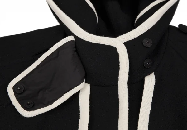 ミュラーオブヨシオクボmuller of yoshiokubo パイピングラインフレアシルエットハーフコート 黒36 K-104427_004