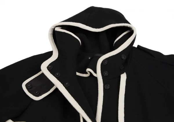 ミュラーオブヨシオクボmuller of yoshiokubo パイピングラインフレアシルエットハーフコート 黒36 K-104427_005
