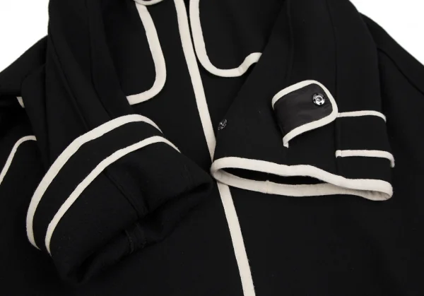 ミュラーオブヨシオクボmuller of yoshiokubo パイピングラインフレアシルエットハーフコート 黒36 K-104427_008