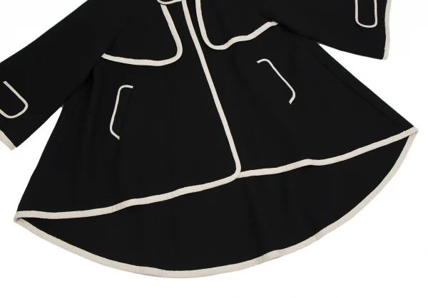 ミュラーオブヨシオクボmuller of yoshiokubo パイピングラインフレアシルエットハーフコート 黒36 K-104427_009