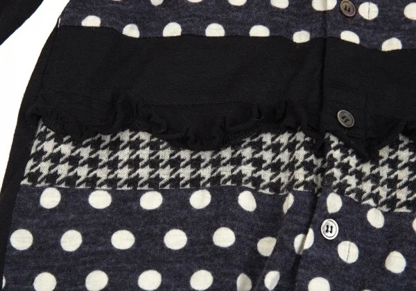 トリココムデギャルソンtricot COMME des GARCONS フロントマルチパターンラウンドカラーカーディガン 白黒紺S位 K-104436_011