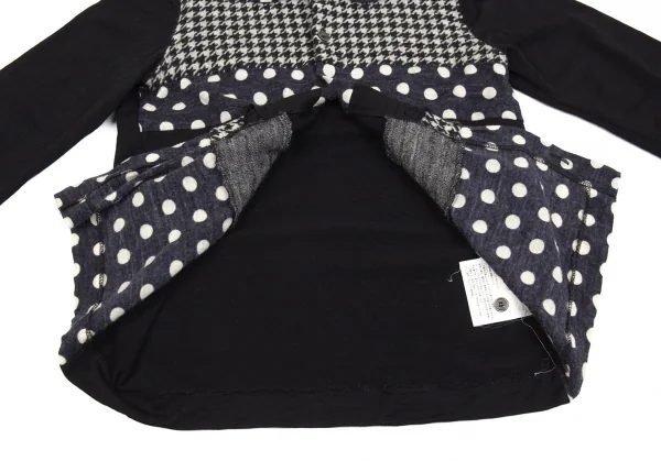 トリココムデギャルソンtricot COMME des GARCONS フロントマルチパターンラウンドカラーカーディガン 白黒紺S位 K-104436_012