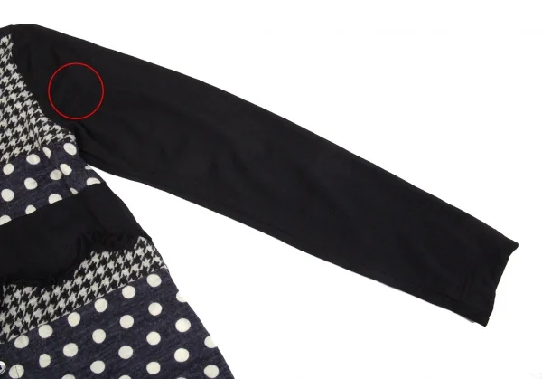 トリココムデギャルソンtricot COMME des GARCONS フロントマルチパターンラウンドカラーカーディガン 白黒紺S位 K-104436_004