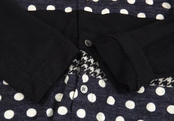 トリココムデギャルソンtricot COMME des GARCONS フロントマルチパターンラウンドカラーカーディガン 白黒紺S位 K-104436_006