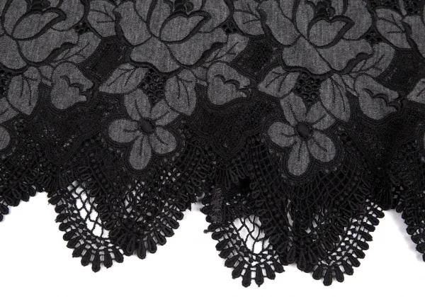 ローブドシャンブル コムデギャルソンrobe de chambre COMME des GARCONS フラワーエンブロイダリーレースラウンドカラーカーディガン 杢グレー黒S位 K-104438_013