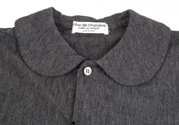 ローブドシャンブル コムデギャルソンrobe de chambre COMME des GARCONS フラワーエンブロイダリーレースラウンドカラーカーディガン 杢グレー黒S位 K-104438_003