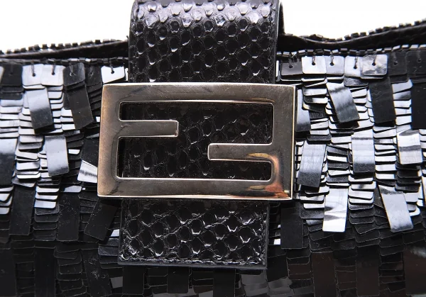 フェンディFENDI マンマバケット テープスパンコールショルダーパーティーバッグ 黒 K-104445_003