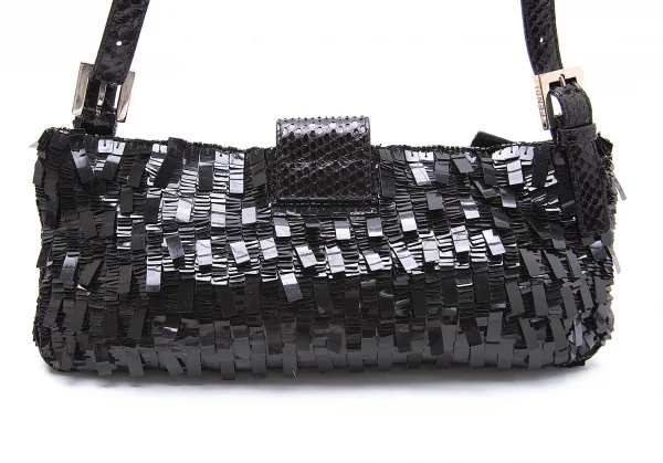 フェンディFENDI マンマバケット テープスパンコールショルダーパーティーバッグ 黒 K-104445_005