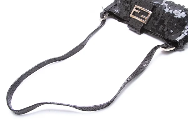 フェンディFENDI マンマバケット テープスパンコールショルダーパーティーバッグ 黒 K-104445_007
