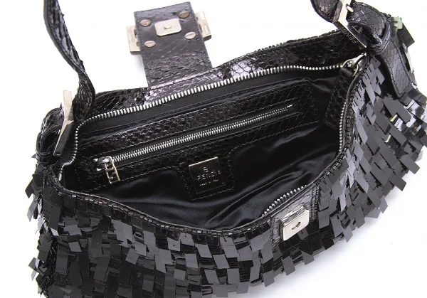 フェンディFENDI マンマバケット テープスパンコールショルダーパーティーバッグ 黒 K-104445_009