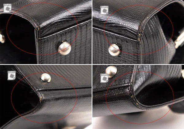ジャンポールゴルチエJean Paul GAULTIER リザード型押しがま口ハンドバッグ 黒 K-104447_012