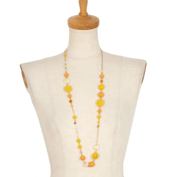 アナスイANNA SUI チェーンビーズネックレス 黄色 K-104451_001