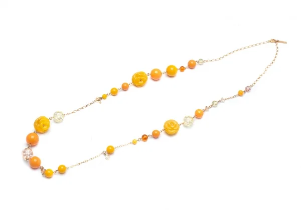 アナスイANNA SUI チェーンビーズネックレス 黄色 K-104451_002