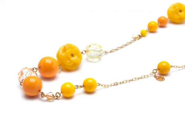 アナスイANNA SUI チェーンビーズネックレス 黄色 K-104451_003