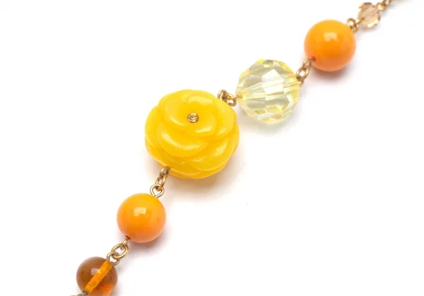 アナスイANNA SUI チェーンビーズネックレス 黄色 K-104451_004