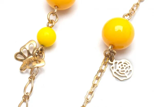 アナスイANNA SUI チェーンビーズネックレス 黄色 K-104451_005