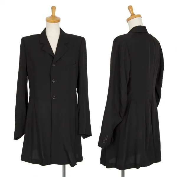 ローブドシャンブル コムデギャルソンrobe de chambre COMME des GARCONS レーヨン裾切替ロングジャケット 黒M位 K-104487_001