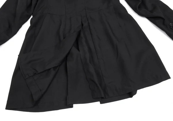 ローブドシャンブル コムデギャルソンrobe de chambre COMME des GARCONS レーヨン裾切替ロングジャケット 黒M位 K-104487_012