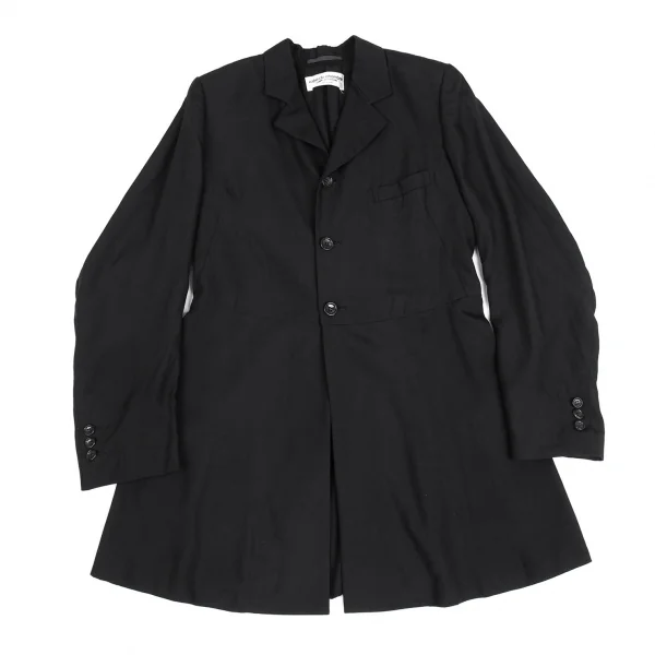 ローブドシャンブル コムデギャルソンrobe de chambre COMME des GARCONS レーヨン裾切替ロングジャケット 黒M位 K-104487_002