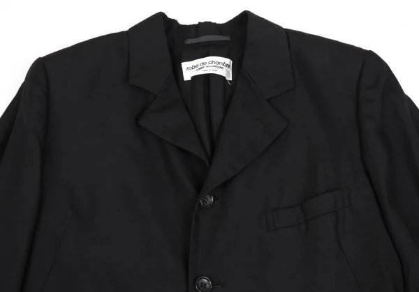 ローブドシャンブル コムデギャルソンrobe de chambre COMME des GARCONS レーヨン裾切替ロングジャケット 黒M位 K-104487_003