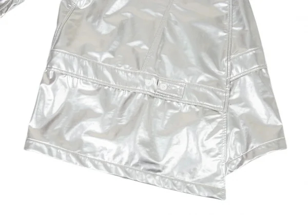 コムデギャルソン オムプリュスCOMME des GARCONS HOMME PLUS メタリックフェイクレザー斜行切替トラッカージャケット シルバーXS K-104496_013