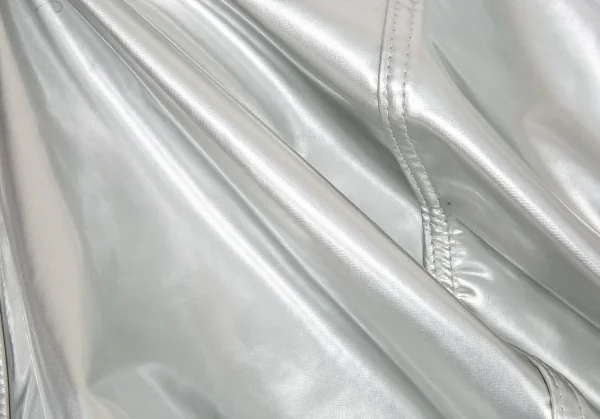 コムデギャルソン オムプリュスCOMME des GARCONS HOMME PLUS メタリックフェイクレザー斜行切替トラッカージャケット シルバーXS K-104496_014