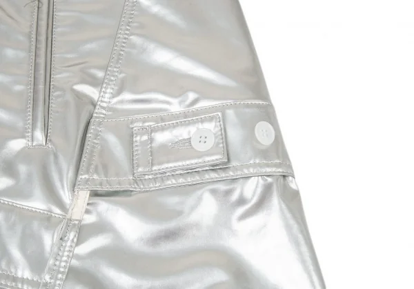 コムデギャルソン オムプリュスCOMME des GARCONS HOMME PLUS メタリックフェイクレザー斜行切替トラッカージャケット シルバーXS K-104496_009